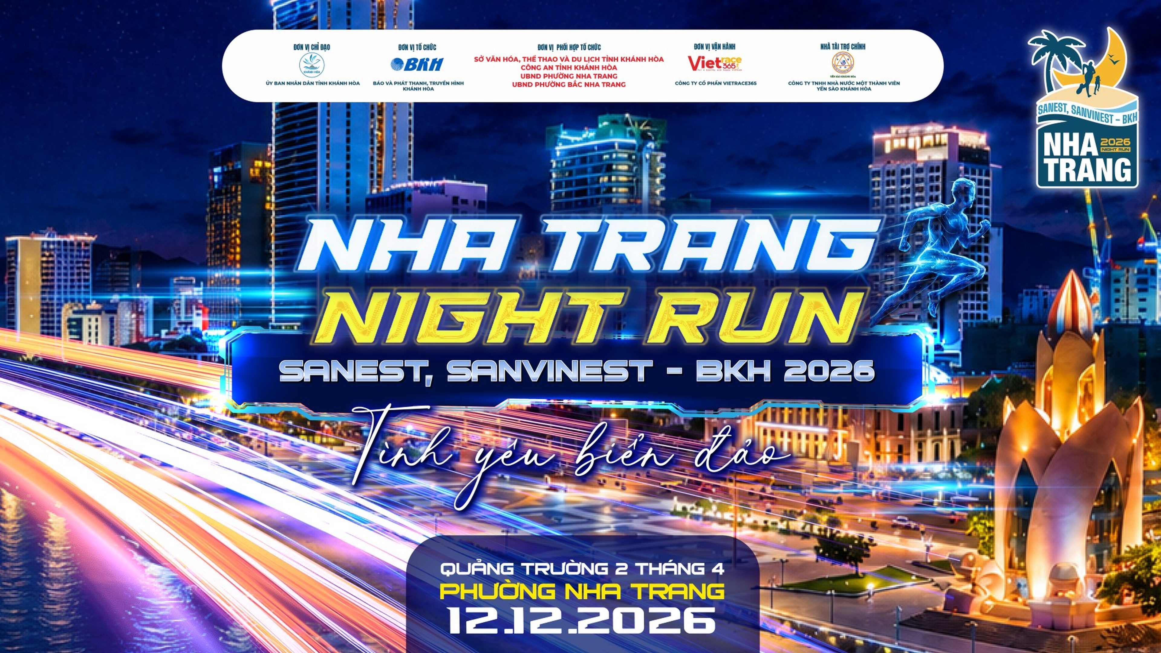 Giải chạy Nha Trang Night Run Sanest, Savinest - BKH 2026: Chạm mốc 2.000 vận động viên sau 120 phút mở cổng đăng ký - Hình 1